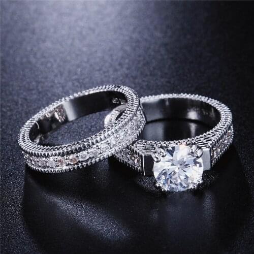 Wedding Rings For Women Luxury Classic Style AAA+ Cubic Zirconia Silver Color Couples Lovers Finger Ring Fashion Jewelry DWR606