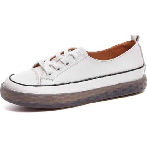 ZXRYXGS First Layer of Cowhide Womens Shoes Casual Sneakers 2020 New Thick-soled Comfort Flat Shoes Women Sneaker Casual Shoes