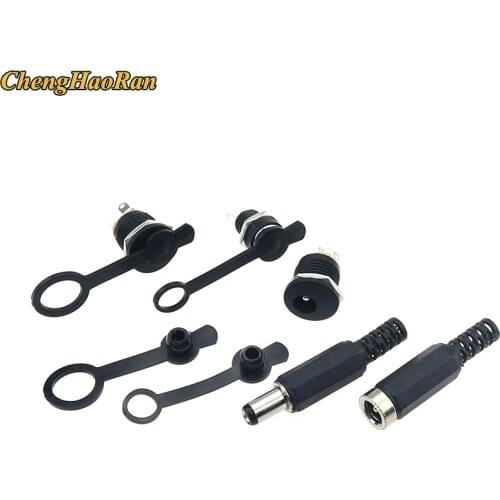 1pcs DC Power Jack Socket Female Panel Mount Connector 5.5mm 2.1mm connector charging Plug 5.5*2.1mm 5.5*2.5mm waterproof cap