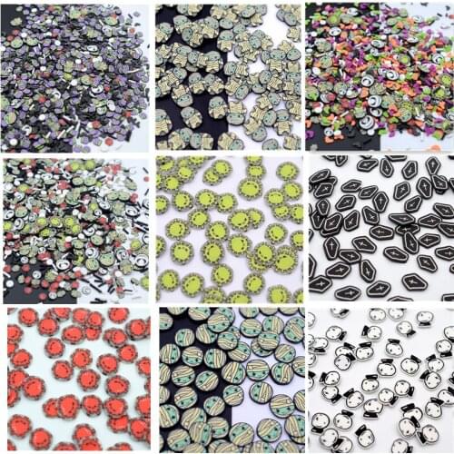 100g Slices Polymer Hot Clay Mummy Skull Shape Sprinkles for DIY Craft Slime Filling Nails Art Halloween Decoration Accessories