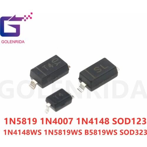 100pcs SMD diode 0805 SOD-123 1N5819 1N4007 1N4148 SOD123 SOD-323 1206 1N4148WS 1N5819WS B5819WS SOD323