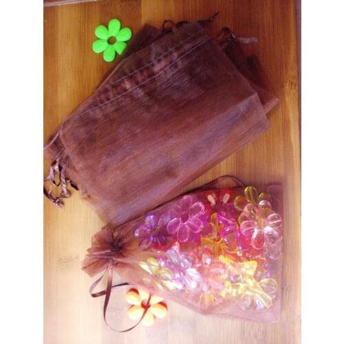 1000pcs 9*12cm Brown Organza Gift Bag Jewelry Packaging Display Bags Drawstring Pouch For Bracelets/necklace/wed Yarn Bag