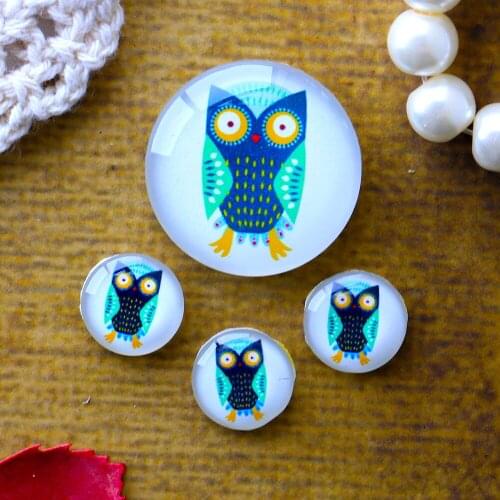 12mm 25mm 14mm 16mm 18mm 20mm Photo Glass Cabochons Round Cameo Set Handmade Settings Owl 16