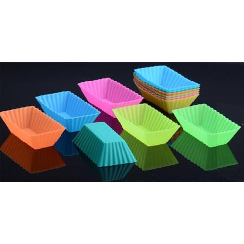 12pcs/lot Rectangle Silicone Muffin Cupcake Baking Pastry Tray Cupcake Liner Baking Mold JH146