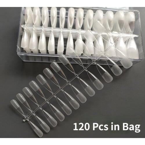 120/240 Pcs Fake Nail Art Tips Press on False Nails Full Cover Coffin Semi-Frosted Stiletto Nail Capsule Salon Tip Accessories