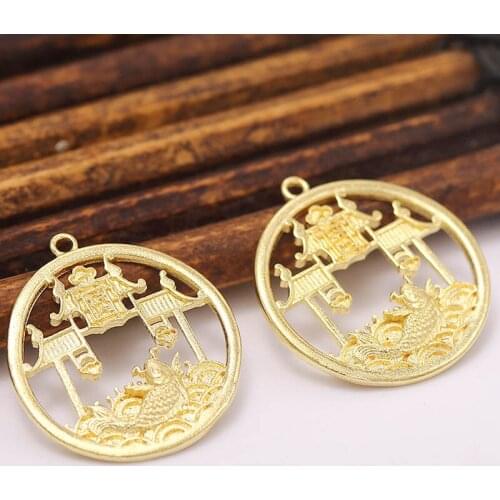 20pcs Brass Casted Circle Pavilion Pendant Charms Quality Gold Silver Color Women Dangle Earrings & Pendant Jewelry Accessories