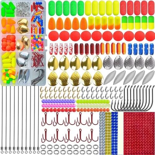 230Pcs Walleye Spinner Fishing Rig Lure Accessories Kit Pompano Rigs Float Rigs Trolling Foam Floats Bottom Rig Tackle