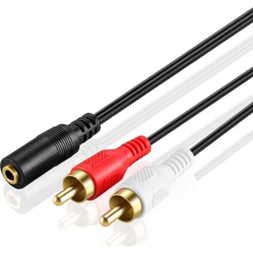 3.5mm to RCA Stereo Audio Cable Adapter-3.5mm Female to Stereo RCA Male Two-way AUX Auxiliary Male Headphone Connector