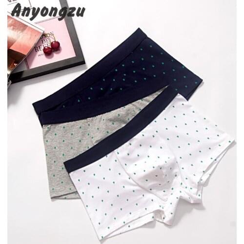 3psc Gushhi Printing Personal Man Hipster All-Cotton Material Fabric Comfortable Breathable Trendy Elasticity Smooth Underwear