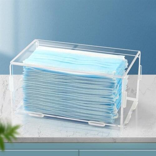Acrylic Transparent Desktop Storage Box Disposable Mask Storage Box with Lid Dustproof Seal Storage Box Sundries Organizing Box