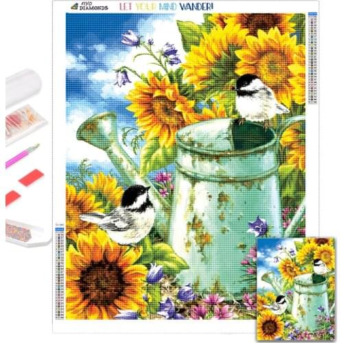 5D DIY Diamond Painting Garden Sunflower Diamond Embroidery Art Flower Cross Stitch Kit Animal Bird Picture Home Decor cuadros