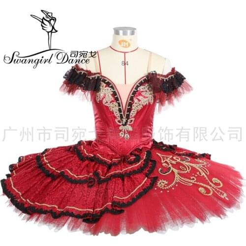 Black red Don Quixote Ballet Competition costumes for adults Professional Pancake Ballet Stage Cosutmes Tutus BT2058