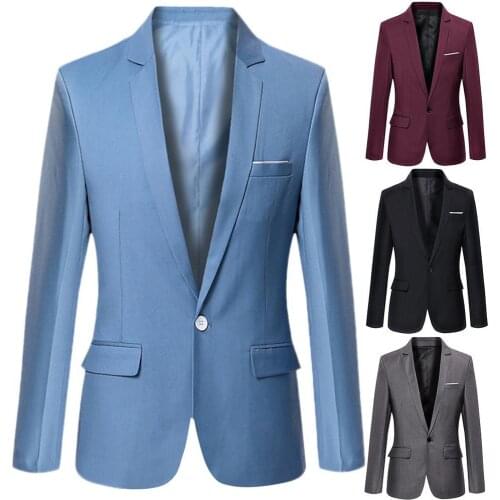 Plus Size Men Dress Blazer Summer Business Fashion Solid Color Long Sleeve Lapel Slim Office Blazer Jacket Suit Coat Outerwear