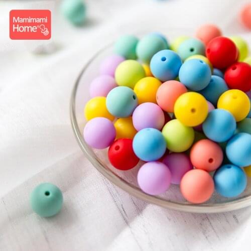 Mamihome 50pc 12mm Silicone Beads Baby Teether DIY Nursing Necklace Tiny Rod Food Grade Perle Silicone Teether ChildrenS Goods