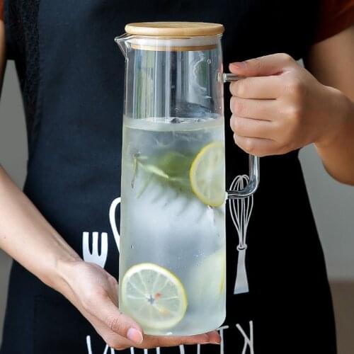 1.2L/1.5LGlass Water Pot Cold Water Bottle Handle Water Kettle Transparent Heat Resistant Juice Teapot Pitcher Water Jug Kettle