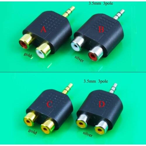 Cltgxdd gold plated 3.5mm Male plug to RCA Female jack 3.5 to AV Audio Connector 2 in 1 Stereo Headset Dual Track Headphone