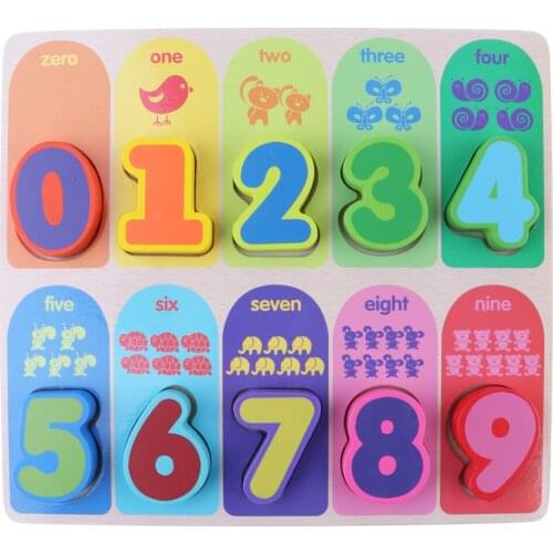 Colorful 0 ~ 9 Number Jigsaw Puzzle Board - Kids Math Learning Educational Wooden Montessori Toy