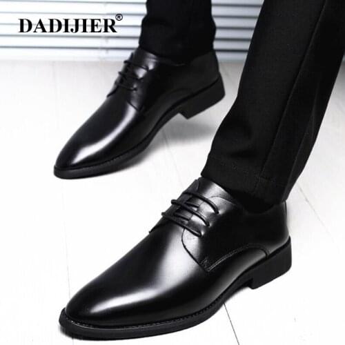 DADIJIER 2018 mens pointed toe dress shoes black autumn summer Classic formal Oxford shoes Men genuine leather wedding Shoe ST99