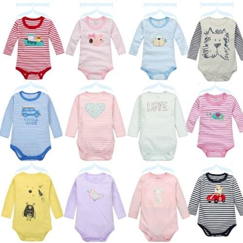 Y05 Free shipping spring and summer long-sleeved triangle Romper Cartoon stripes baby underwear suit baby girl climbing clothes