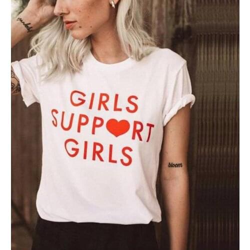 Girls Support Girls red letters Print Women T shirt Cotton Casual Funny Shirt For Lady Top Tee Tumblr Hipster Drop Ship NEW-9