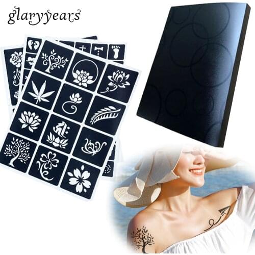 Glaryyears 312 sheets 1 Set Album Card Bit Book Tattoo Stencils Template Glitter for Body Makeup Paste Drawing Airbrush