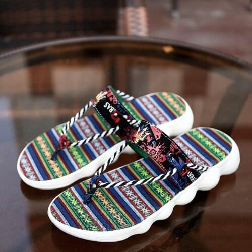 Hot Sale Men Shoes Beach Casual Mens Slippers Men Floral Print Casual Male Beach Sandal Flip Flops Shoes Non-slide Male Slipers