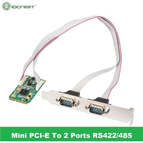 IOCREST Mini PCI Express 2 Ports (RS422/485) Db9 Com Half Size Mini Pcie Serial Port Industrial Controller Card EXAR 17V352