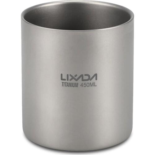 Lixada Titanium Double Wall Insulated Water Cup Home Outdoor Camping Hiking Picnic Tea Cup Coffee Mug Tea Cup Tableware