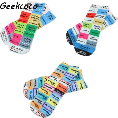 J2768 Cartoon Cotton Sock Breathable Casual Short Sock Critical Care Anaesthetics ICU Pattern Ankle Sock For Doctor Nurse