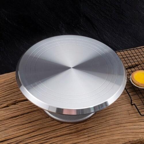 10" Cake Decorating Turntable Round 360° Rotating Stainless Steel Cake Stand Platform Household Revolving Cake Tools Multipurpo