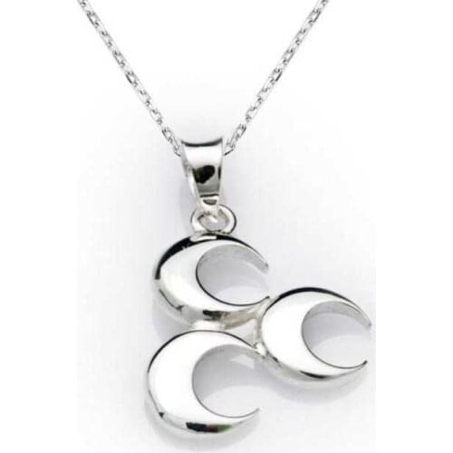 KUTAYDAN 925 Sterling Silver Three Crescent Necklace