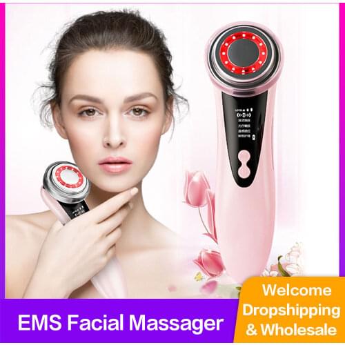 EMS Face Lifting Cool Facial Massager Sonic Ion LED Photon Anti Aging Skin Rejuvenation Lifting Tighten Face Skin Care Beauty