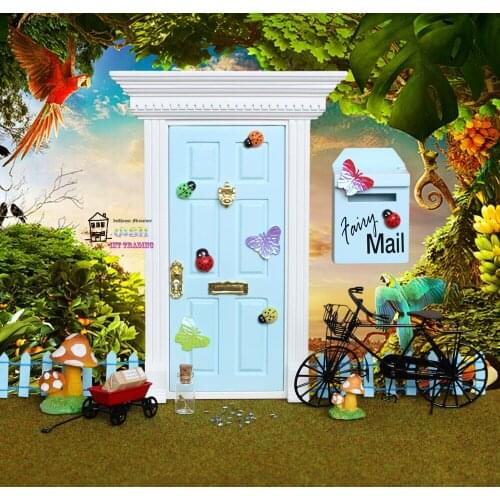 1:12 Dollhouse miniature Fairy Door Light Blue Outside open Dolls Parts Fashion Gift 3 Style Hardware accessories