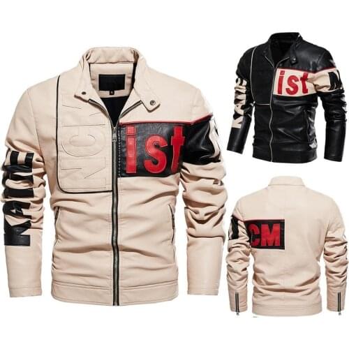 Mens Military Bomber Jackets 2020 Men Vintage Slim Biker Leather Jacket Male Fashion Letter Patchwork Fleece Pu Motorcycle Coat