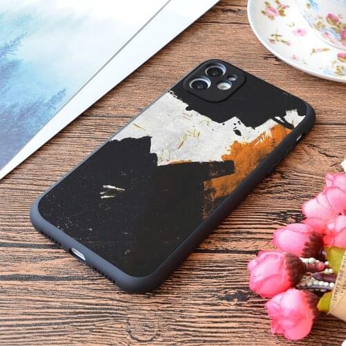 For iPhone Minimal Orange on Black Print Soft Matt Apple iPhone Case