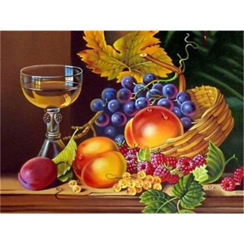 Fruit Printed 11CT Cross-Stitch Embroidery Set DMC Threads Hobby Sewing Handiwork Craft Stamped Design