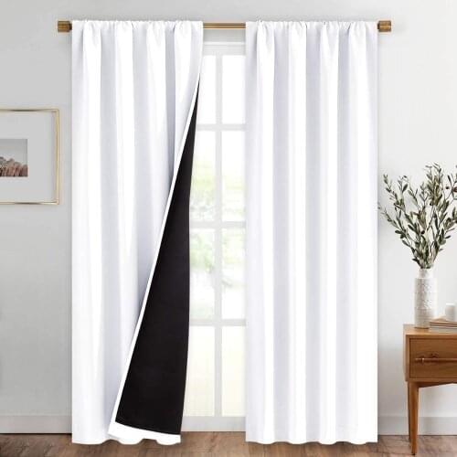NICETOWN 1PC Double Layer Full Blackout Curtains 100% Blackout Draperies with Black Liner for Living Living Room Curtains