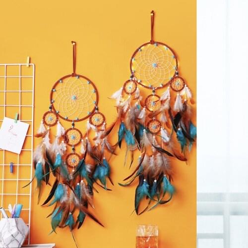 Newly Five-ring Dreamcatcher Net Wind Chime Pendant Pure Handicraft Creative gifts Dream Catchers Home Wall Decoration