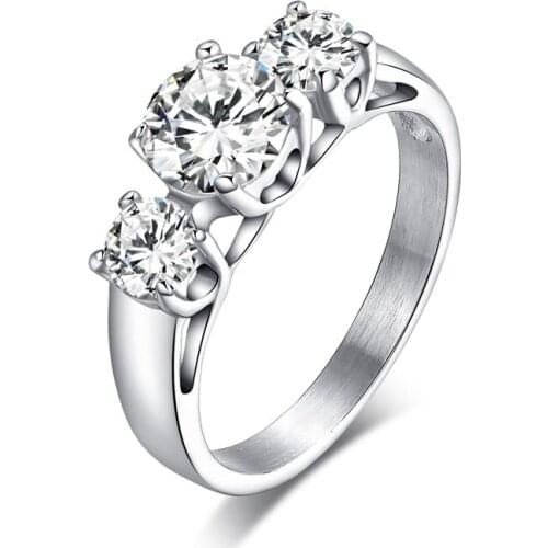 Cubic zirconia stainless steel jewelry engagement rings for women
