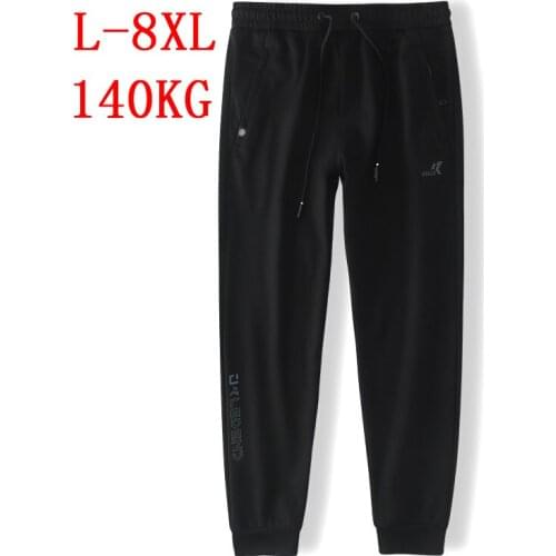 Extra-large Size Mens Sweat Pants Spring Autumn Letter Print Black Elasticated Sweatpants Men Joggers Plus Size Sports Pants