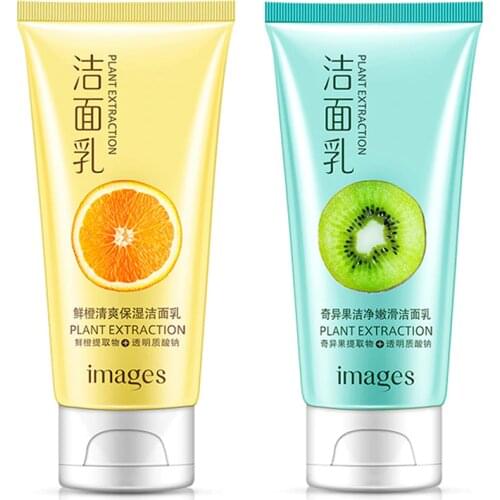 IMAGES Kiwi Fruit Fresh Orange Facial Cleanser Face Wash Deep Clean Nourishing Foam Moisturizing Whitening Anti-Spots Marks