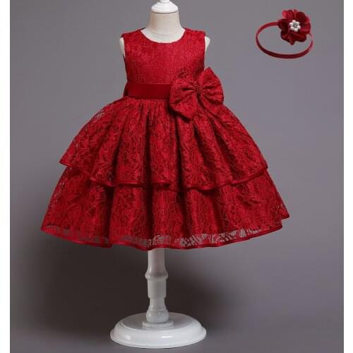 Little girls clothing baptism red dress flower girl dresses for weddings baby girl clothes Party dress Long princess Dresses