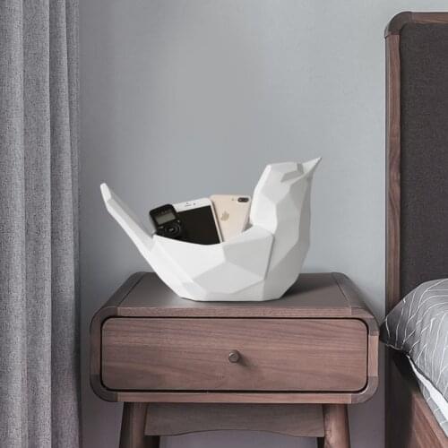Resin bird Statue Mobile phone tools control storage box for tabletop home decoration Make up organizer cell phone holder desk