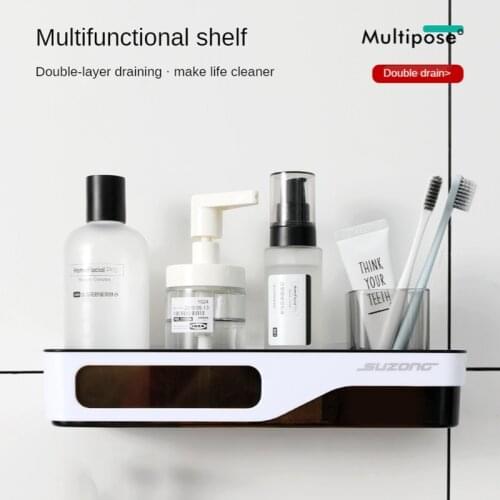 Shower storage rack organizer shelves bathroom shelves shampoo holder shower gel holder shelf for Punch free bathroom wall shelf
