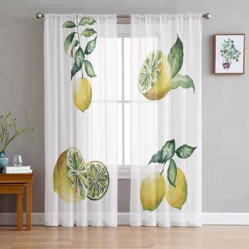 Fruit Yellow Lemon Sheer Curtains Modern Gauze Curtain for Living Room Bedroom Voile Yarn Curtains