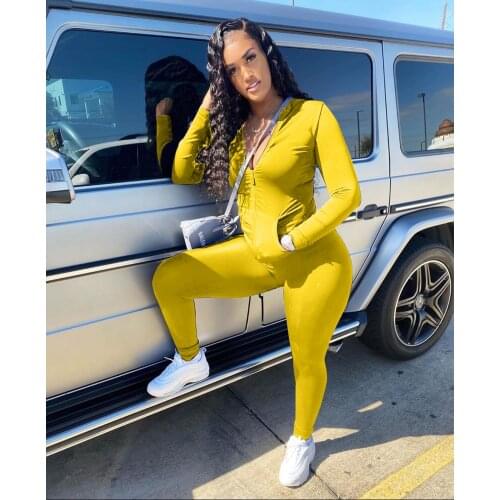 Pink yellow black orange gray purple blue brown women tracksuit 2 piece set zipper long sleeve jacket+full pants matching sets