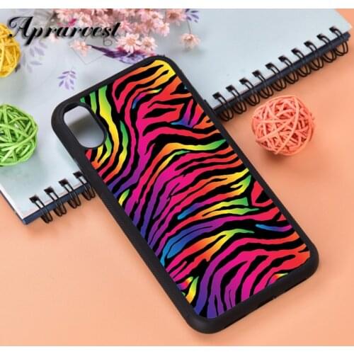 Aprarvest Colourful Zebra Pattern Silicone Rubber Phone Case Cover For iPhone 6 6S 7 8 PLUS X XS XR 11 12 MINI PRO MAX