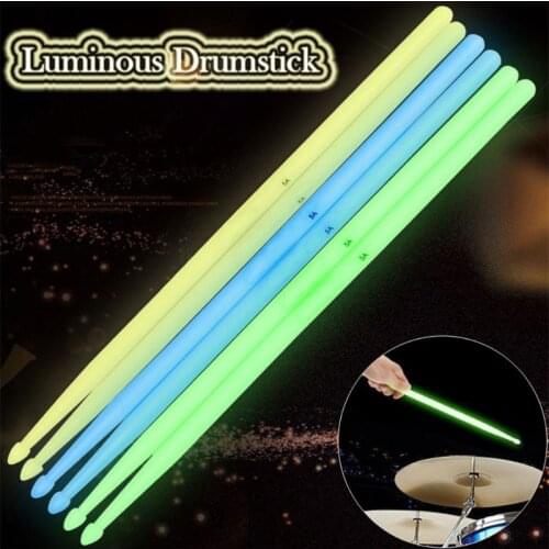 1pair 5A Luminous Drum Stick Drum Set Fluorescent Drumsticks Glow in The Dark