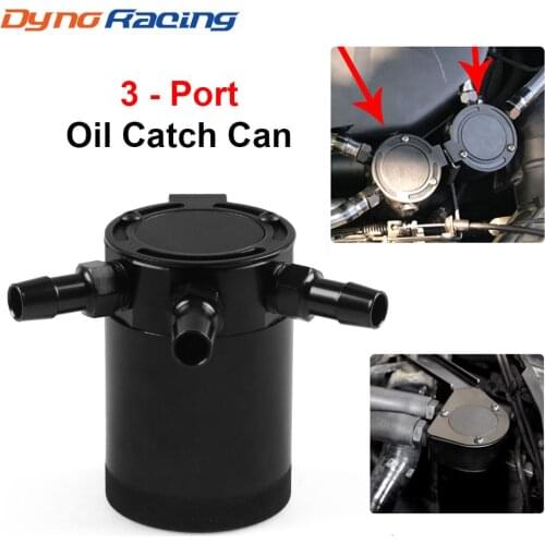 Universal Aluminum Baffled Car Oil Catch Can Tank Separator 3-Port Reservoir Oil Catch Tank Cans 3 Hole