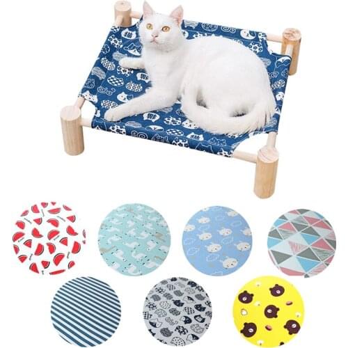 Cozy Elevated Removable Cat Bed Wood Canvas Cat Kitten hammock House for Small Rabbit Cats Dogs Pet Bedding Supply